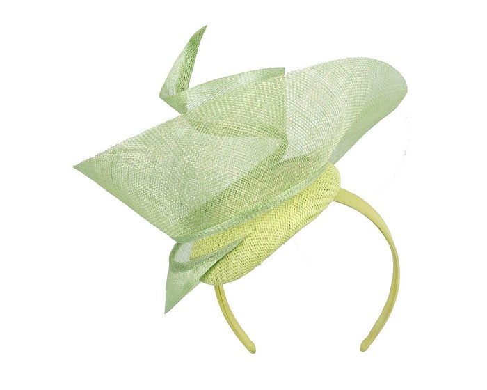 Bespoke lime green sinamay racing fascinator by Fillies Collection - Image 6