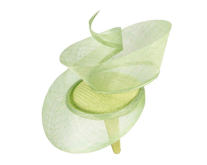 Bespoke lime green sinamay racing fascinator by Fillies Collection - Image 3