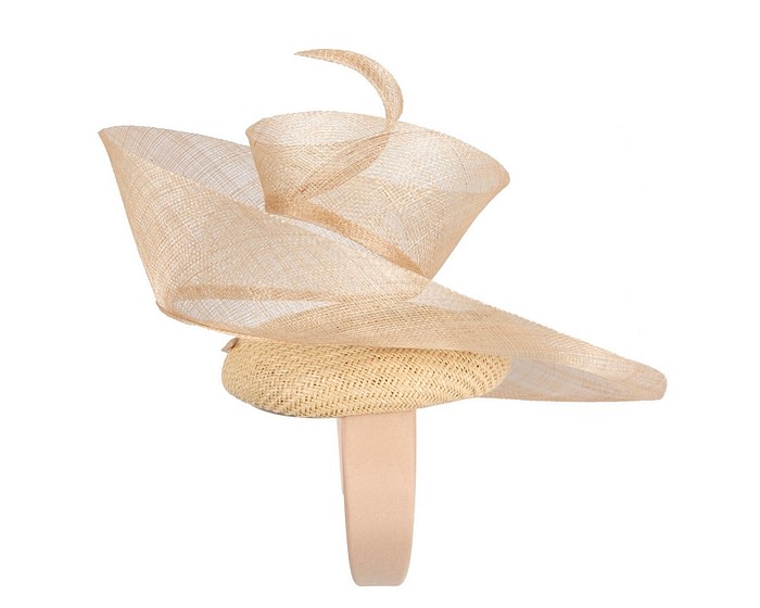 Bespoke nude sinamay racing fascinator by Fillies Collection - Image 4