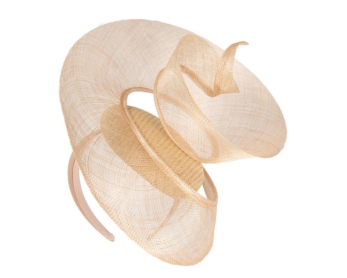 Bespoke nude sinamay racing fascinator by Fillies Collection - Image 2