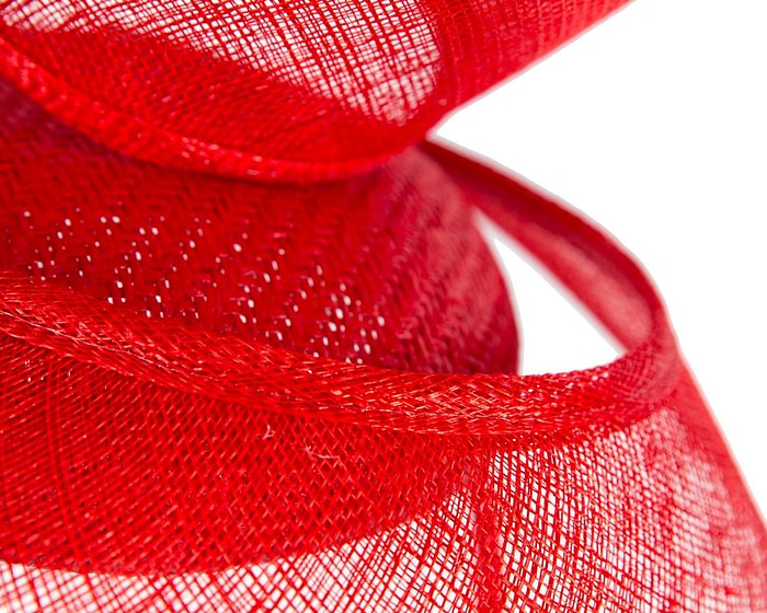 Bespoke red sinamay racing fascinator by Fillies Collection - Image 5