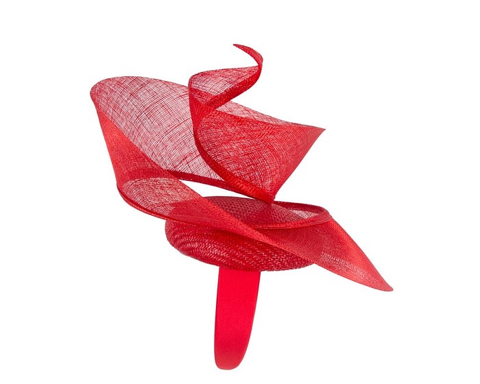 Bespoke red sinamay racing fascinator by Fillies Collection - Image 4