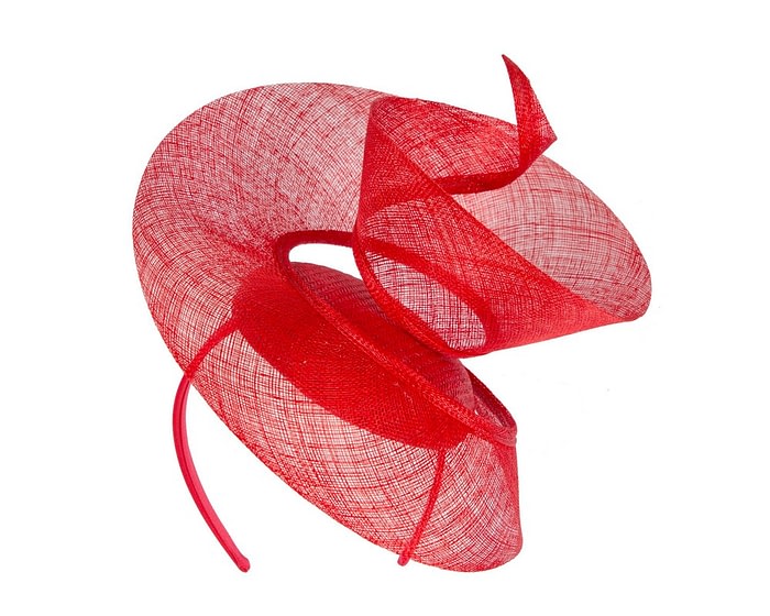 Bespoke red sinamay racing fascinator by Fillies Collection - Image 2