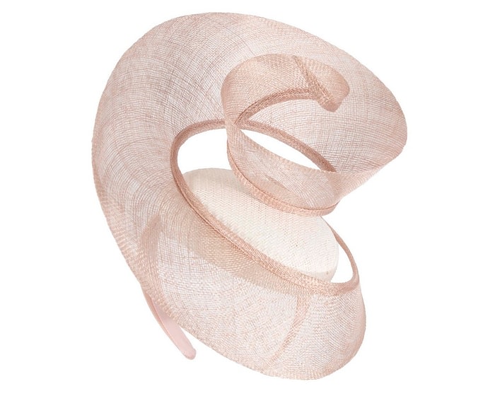Bespoke white & blush sinamay racing fascinator by Fillies Collection - Image 2