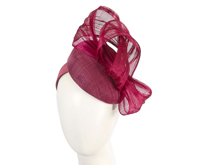 Burgundy pillbox with bow by Fillies Collection S307