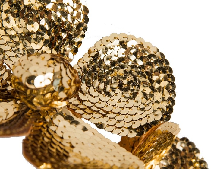 Max Alexander Sparkling Gold Sequin Flower Fascinator - Image 3