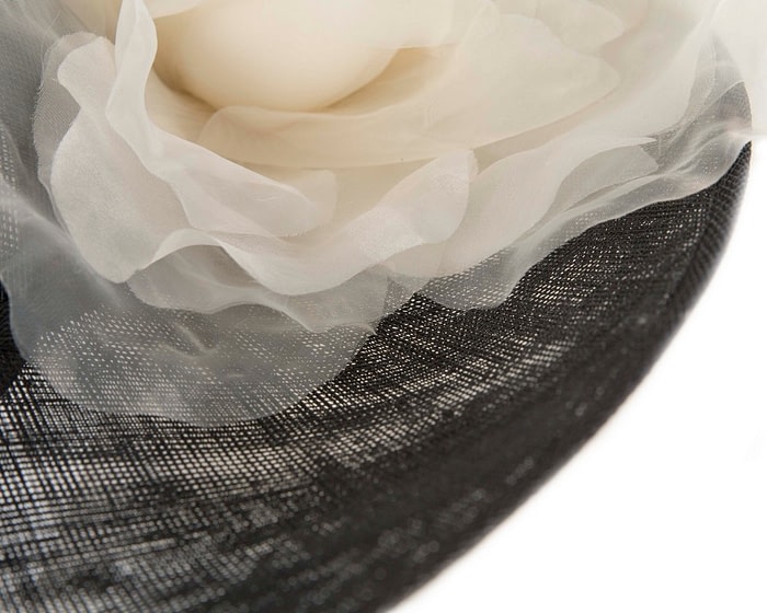 Large Fillies Collection Black & Cream Fascinator Hat - Image 5