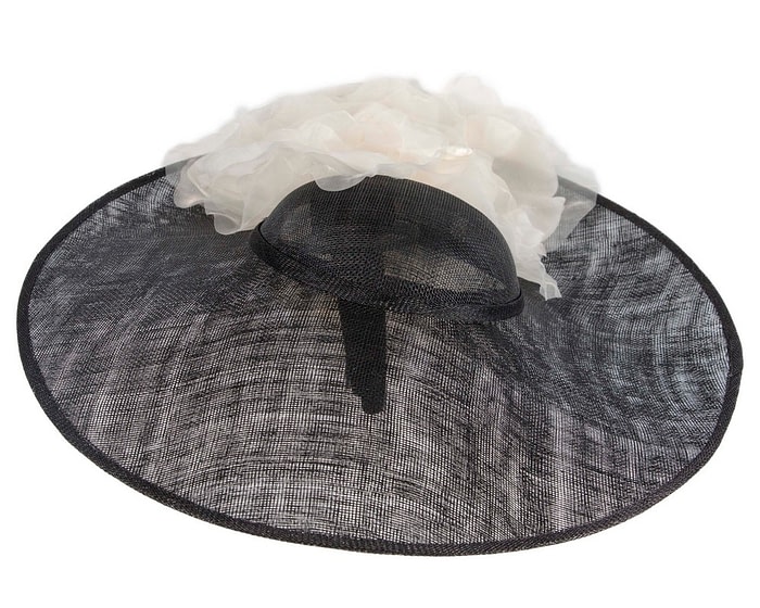 Large Fillies Collection Black & Cream Fascinator Hat - Image 4