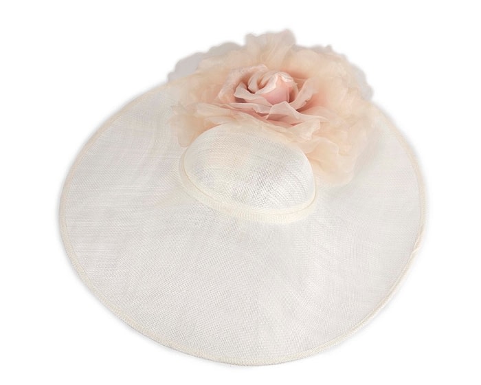 Large Fillies Collection Cream & Pink Fascinator Hat - Image 4