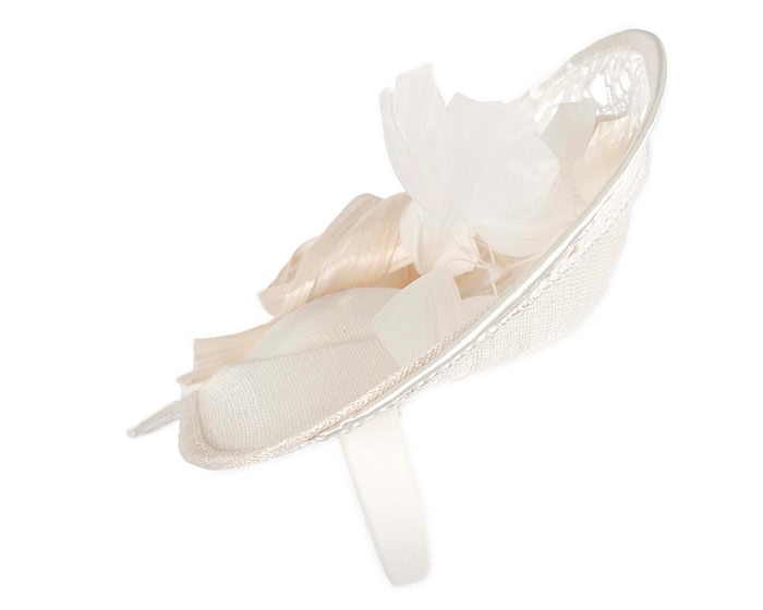 Cream sinamay & lace fascinator by Fillies Collection - Image 3