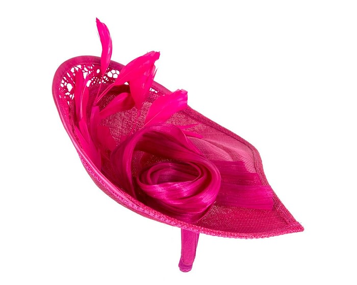 Fuchsia sinamay & lace fascinator by Fillies Collection - Image 3