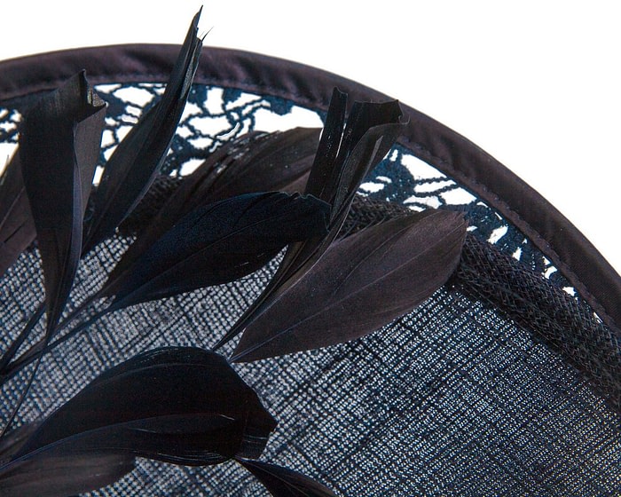 Navy sinamay & lace fascinator by Fillies Collection - Image 5
