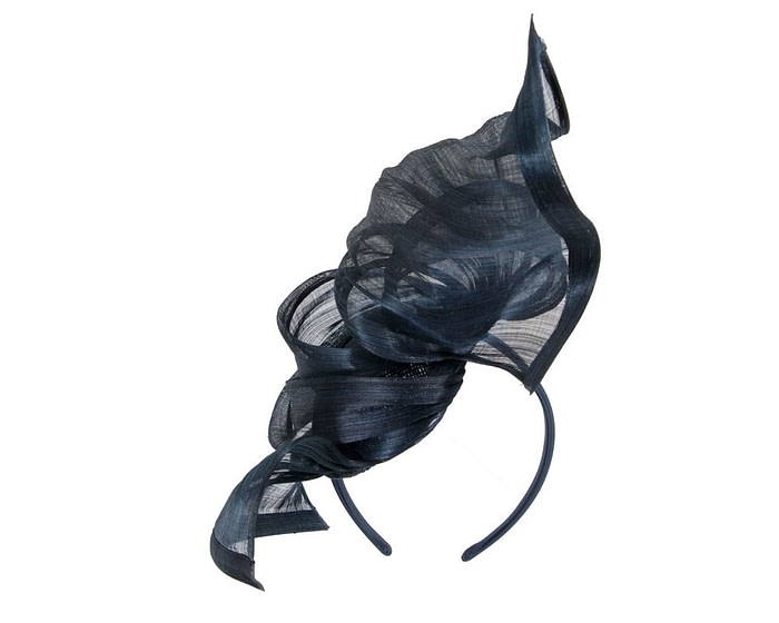 Navy silk abaca racing fascinator by Fillies Collection - Image 6