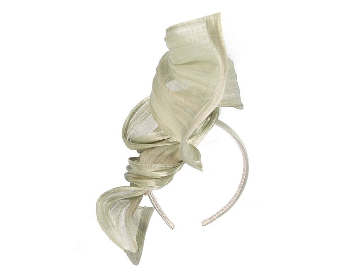 Olive silk abaca racing fascinator by Fillies Collection - Image 6