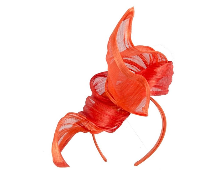 Orange silk abaca racing fascinator by Fillies Collection - Image 6