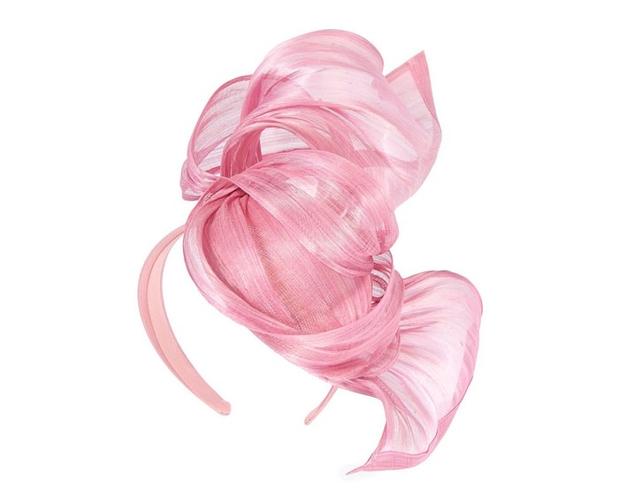 Dusty Pink silk abaca racing fascinator by Fillies Collection - Image 2