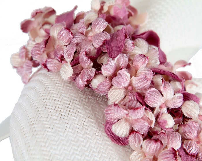 Bespoke white & pink racing fascinator by Fillies Collection - Image 5