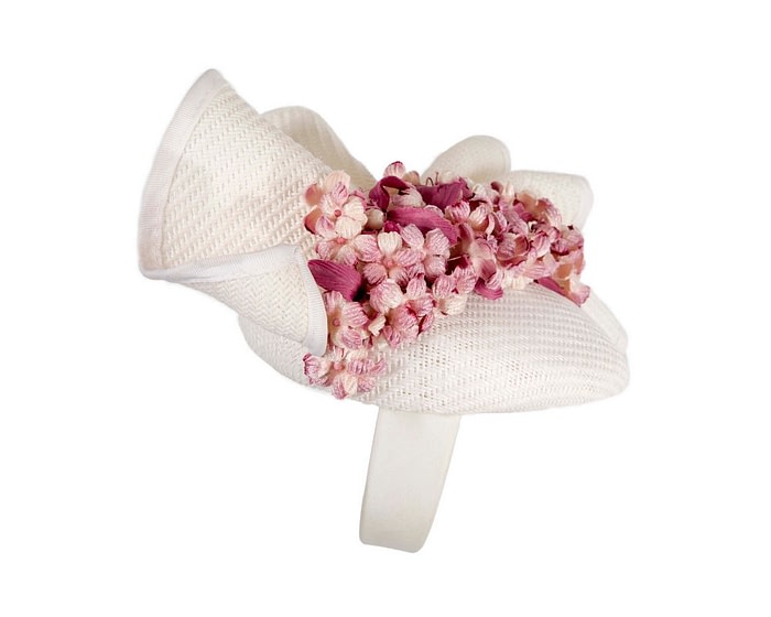Bespoke white & pink racing fascinator by Fillies Collection - Image 4