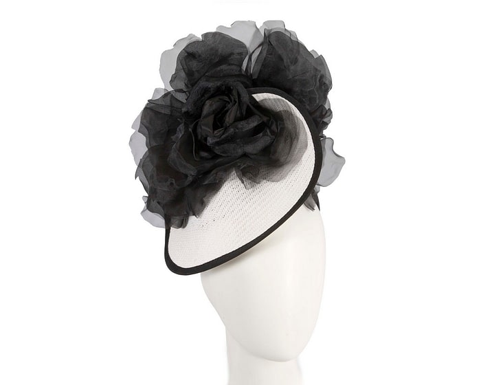 White & black flower fascinator by Fillies Collection