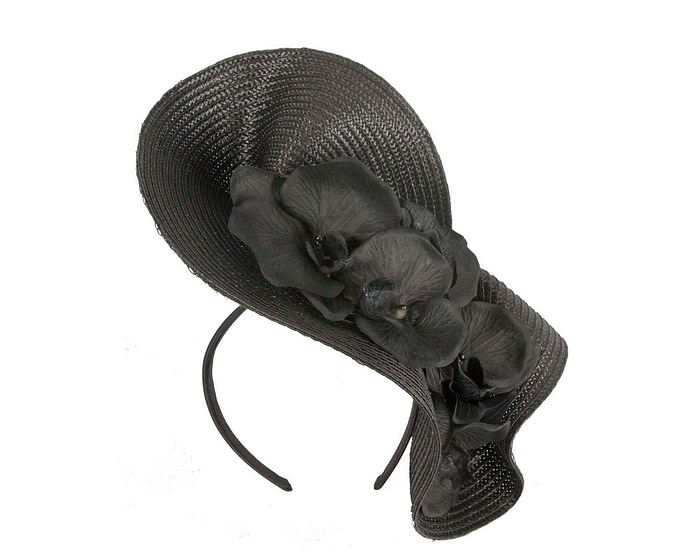 Astonishing black fascinator with orchids by Fillies Collection - Image 2