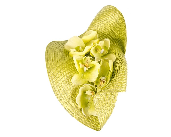 Astonishing lime fascinator with orchids by Fillies Collection - Image 3