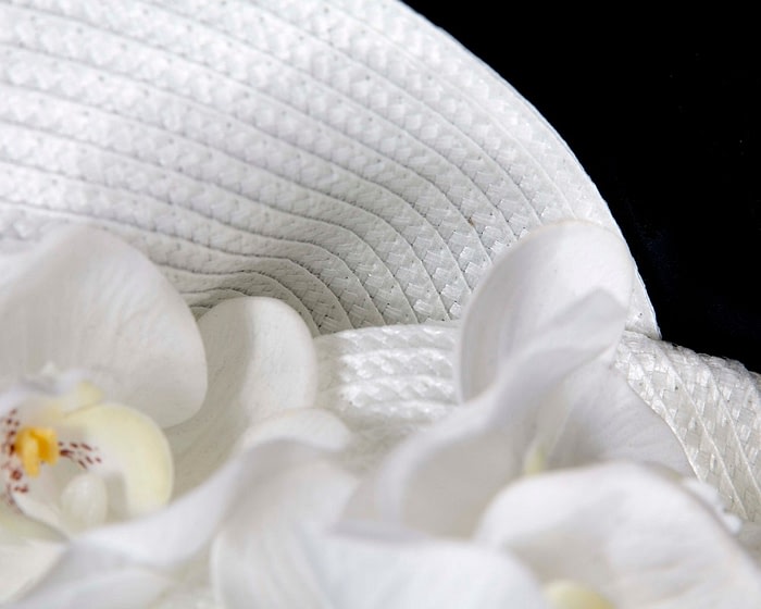 Astonishing white fascinator with orchids by Fillies Collection - Image 3