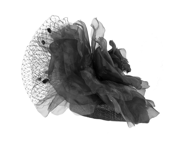 Stunning Black Flower Fascinator by Fillies Collection - Image 3