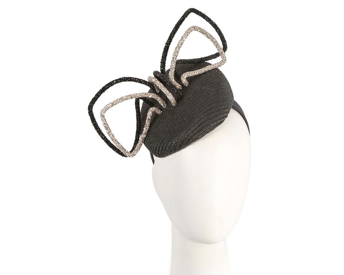 Fascinators Online - Bespoke black and silver pillbox with bow by Fillies Collection
