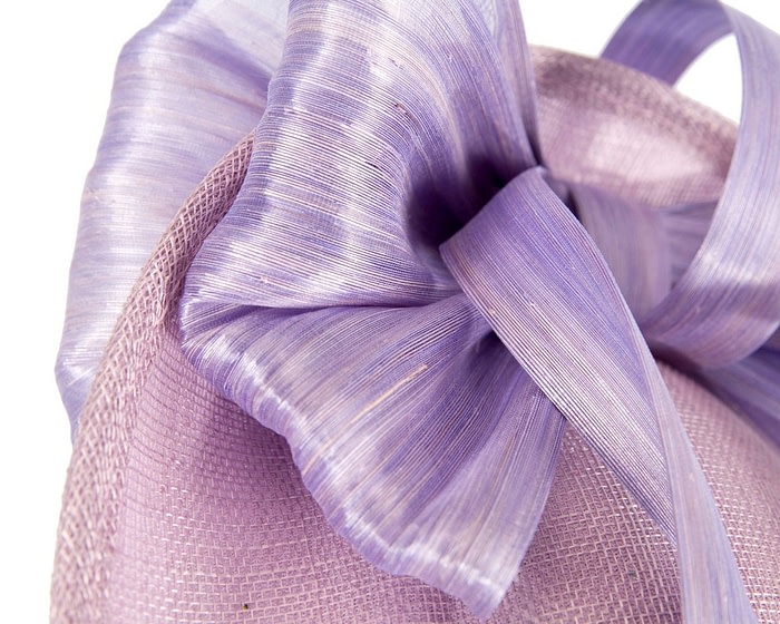 Bespoke lilac sinamay fascinator with bow by Fillies Collection - Image 5