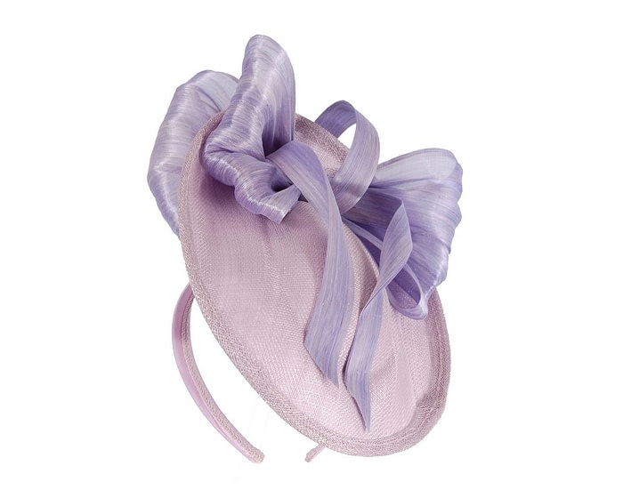 Bespoke lilac sinamay fascinator with bow by Fillies Collection - Image 2