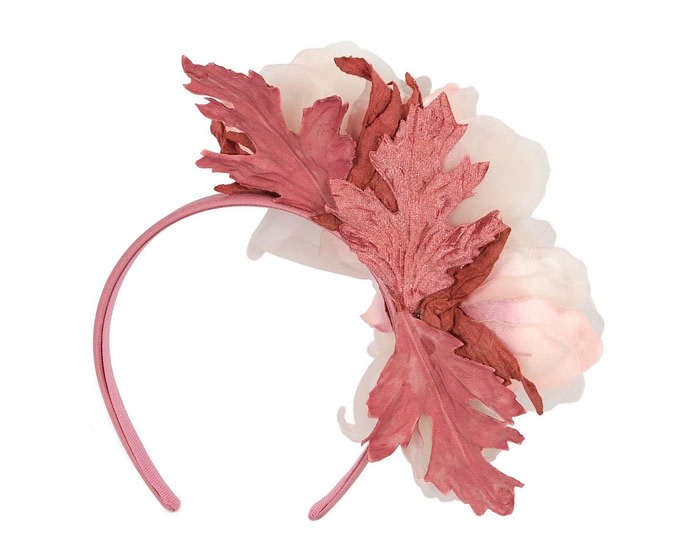 Dusty Pink Silk Flower Fascinator by Fillies Collection - Image 4