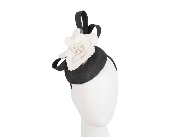 Fascinators Online - Max Alexander black & cream fascinator with flower