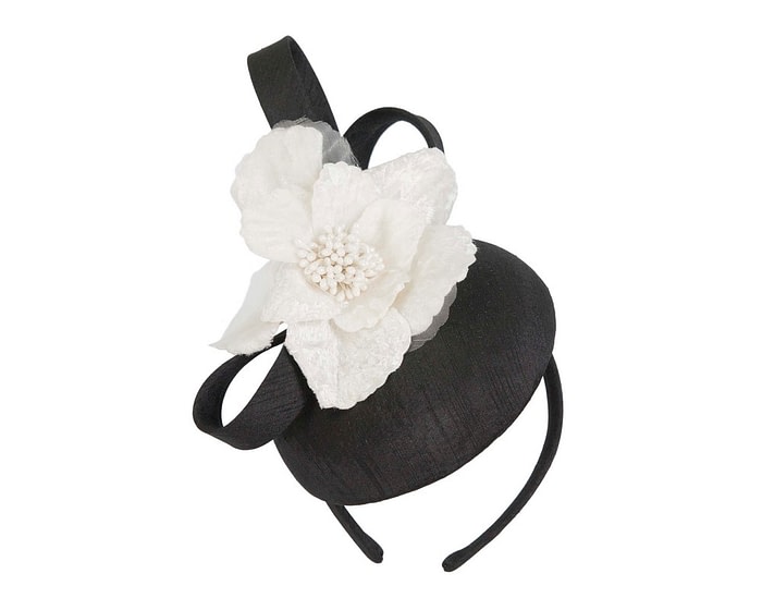 Fascinators Online - Max Alexander black & cream fascinator with flower