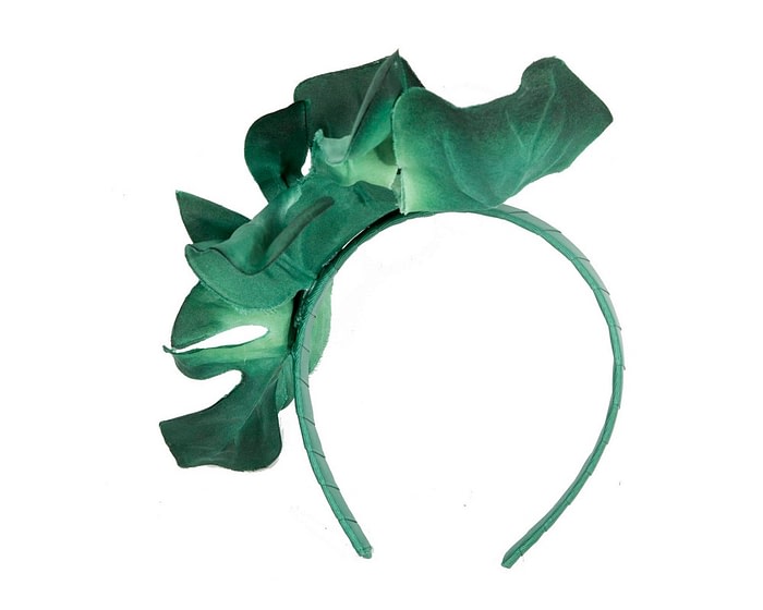 Fascinators Online - Large green leaves racing fascinator by Max Alexander