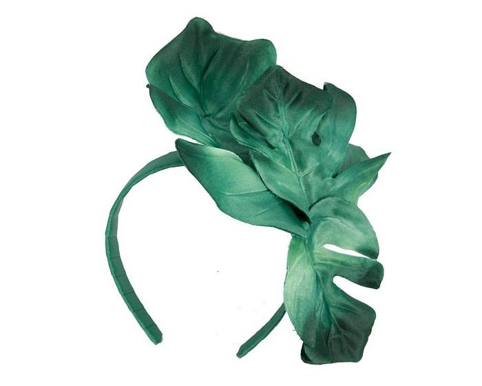 Fascinators Online - Large green leaves racing fascinator by Max Alexander