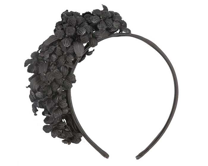 Black flower fascinator headband by Max Alexander - Image 2