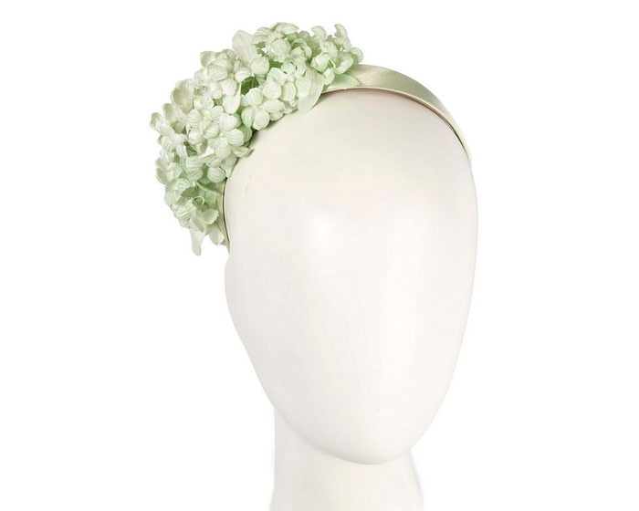 Mint green flower fascinator headband by Max Alexander