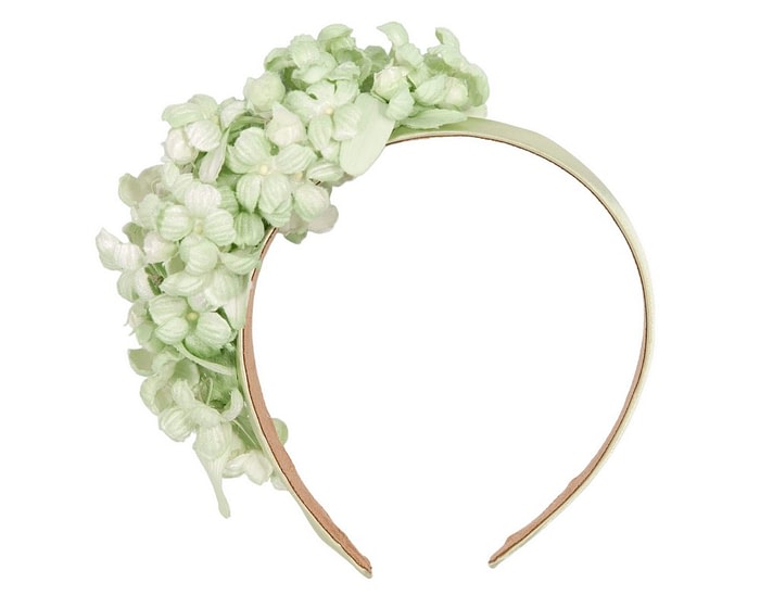 Mint green flower fascinator headband by Max Alexander - Image 2