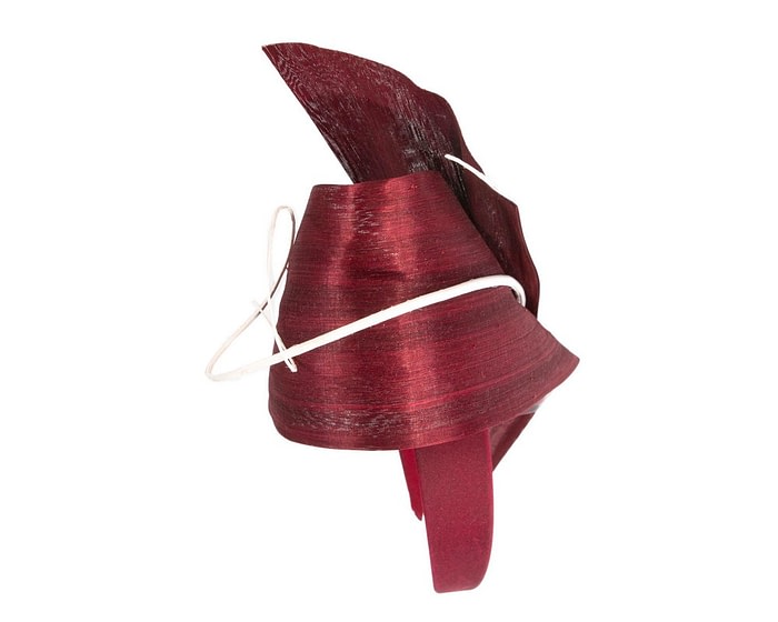 Bespoke burgundy & cream fascinator by Fillies Collection - Image 4