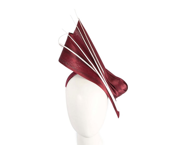 Bespoke burgundy & cream fascinator by Fillies Collection