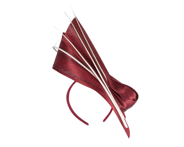 Bespoke burgundy & cream fascinator by Fillies Collection - Image 2