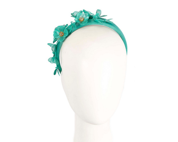 Fascinators Online - Australian Made Teal floral fascinator headband