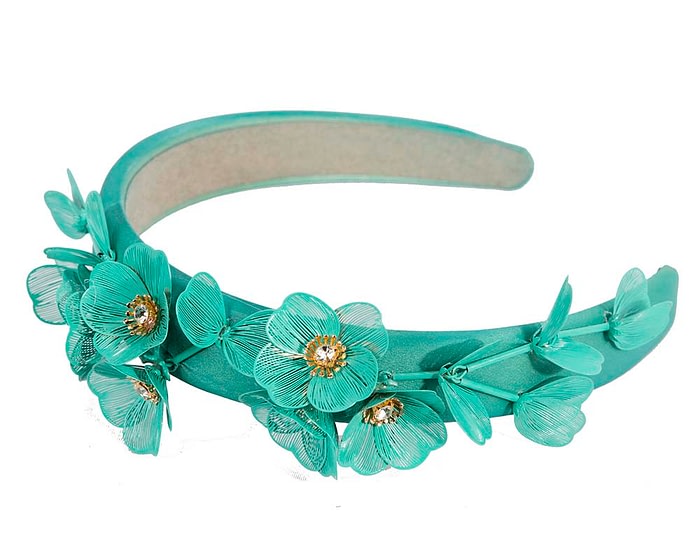 Fascinators Online - Australian Made Teal floral fascinator headband