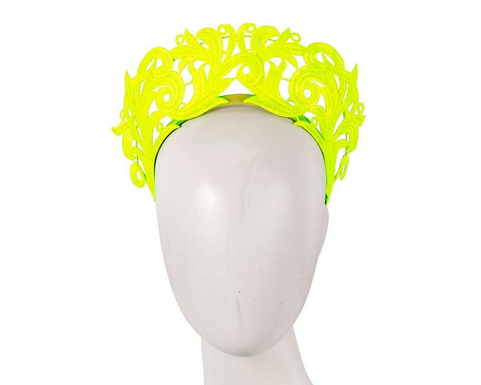 Fluro lime lace crown racing fascinator by Max Alexander