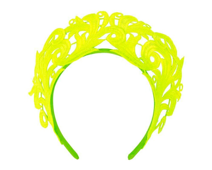 Fluro lime lace crown racing fascinator by Max Alexander - Image 2