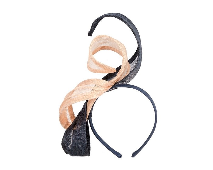 Sophisticated Navy and Nude Fascinator by Max Alexander - Image 2