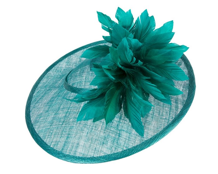 Large teal green sinamay hat by Max Alexander - Image 3