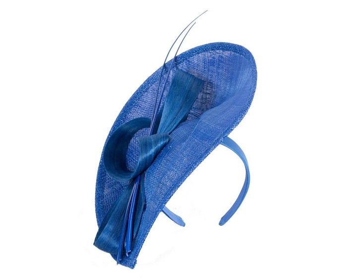 Bespoke royal blue sinamay fascinator by Max Alexander - Image 2