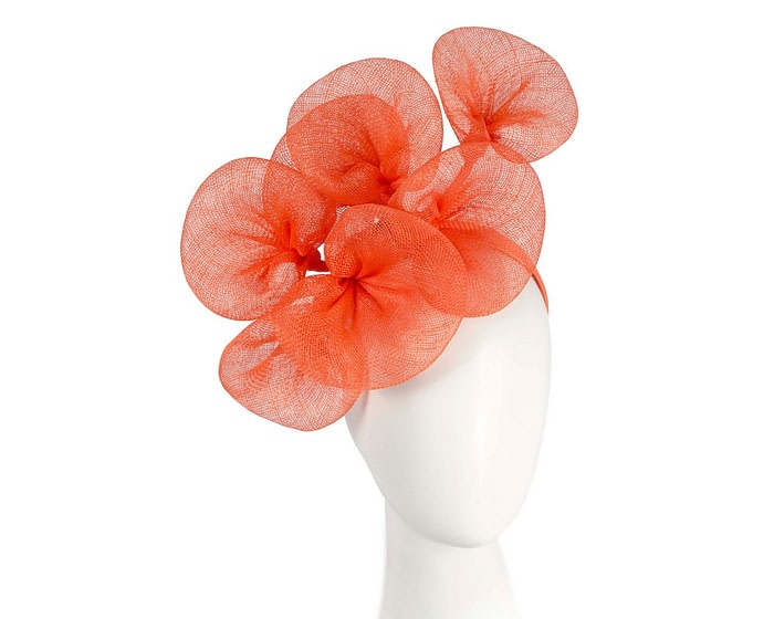 Orange sinamay flower fascinator by Max Alexander