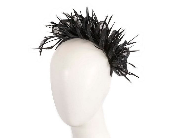 Black Feathered Headband by Max Alexander